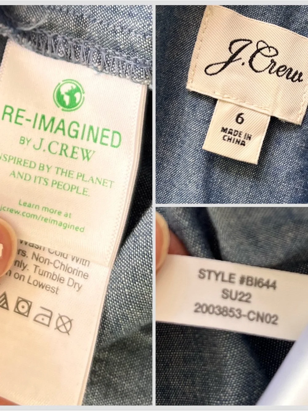 J.‎ Crew Tie Back Tiered Chambray Dress Organic Size 6